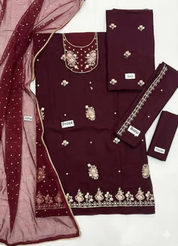 3 Pcs Girl's Lawn Embroidered Unstitched Suit