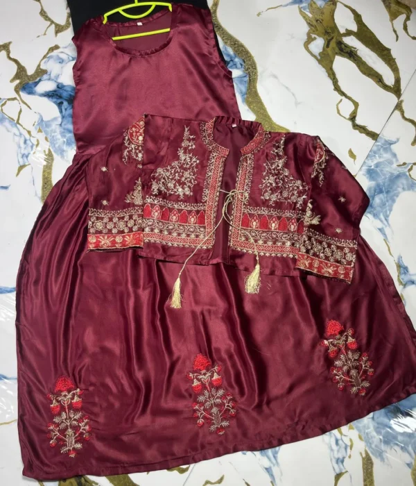MZ1354201117PACN-media-2 2 Pcs Girl's Silk Embroidered Maxi & Jacket