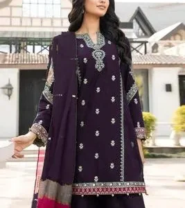.3 Pcs Women’s Unstitched Embroidered Suit