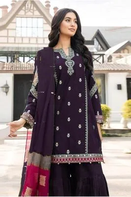 .3 Pcs Women's Unstitched Embroidered Suit