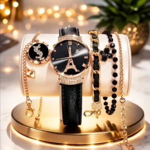 5 Pcs Antique Design Gold Plated Artificial Stones Chain Bracelet