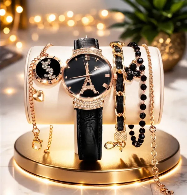 kkk 5 Pcs Antique Design Gold Plated Artificial Stones Chain Bracelet