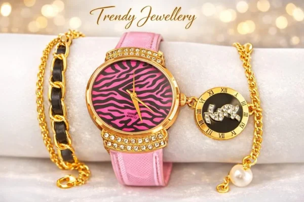 lll 5 Pcs Antique Design Gold Plated Artificial Stones Chain Bracelet